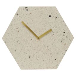 Orsina Geometric Terazzo Clock With Gold Toned Hands, Versatile Hexagonal Wall Clock, Compact Decorative Timepiece - thumbnail 1