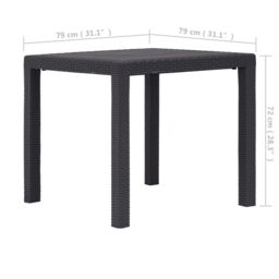 Berkfield Home Garden Table Brown 79x79x72 cm Plastic Rattan Look - Size: 79 x 79 x 72 cm - thumbnail 5