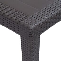 Berkfield Home Garden Table Brown 79x79x72 cm Plastic Rattan Look - Size: 79 x 79 x 72 cm - thumbnail 3