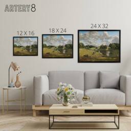 "Artery8 Cows In Field Painting Framed Canvas Wall Art Print - Size: W12"" x H16""" - thumbnail 4
