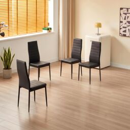 KOSY KOALA Modern Dining Table Set With Bench & 4 Black Faux Leather Chairs Dining Room Furniture in Brown - thumbnail 8
