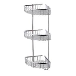 SPETLEK CORNER SHOWER CADDY BATHROOM STORAGE 3 Tier in Silver - thumbnail 1