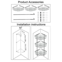SPETLEK CORNER SHOWER CADDY BATHROOM STORAGE 3 Tier in Silver - thumbnail 4
