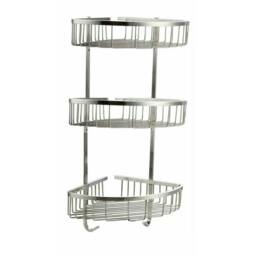 SPETLEK CORNER SHOWER CADDY BATHROOM STORAGE 3 Tier in Silver - thumbnail 3