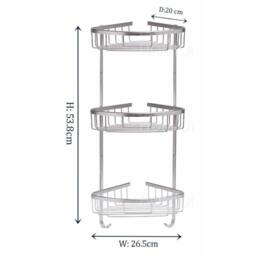 SPETLEK CORNER SHOWER CADDY BATHROOM STORAGE 3 Tier in Silver - thumbnail 2