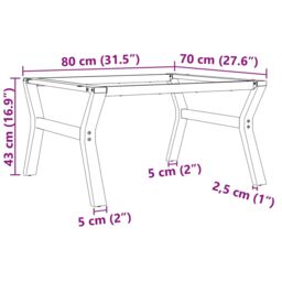 Berkfield Home Coffee Table Legs Y-Frame 80x70x43 cm Steel in Black - Size: 80 x 70 x 43 cm - thumbnail 9