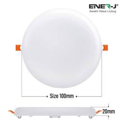 ENER-J Pack of 4 12W Frameless Recessed Surface Super LED 105mm Round 3000K P in White - thumbnail 7