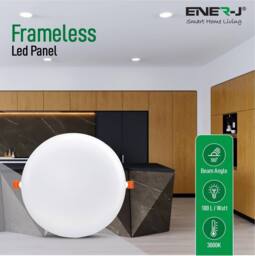 ENER-J Pack of 4 12W Frameless Recessed Surface Super LED 105mm Round 3000K P in White - thumbnail 5