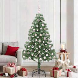 Berkfield Home Lush Christmas Tree with 300 LEDs with Stand Green 210 cm PVC - thumbnail 2