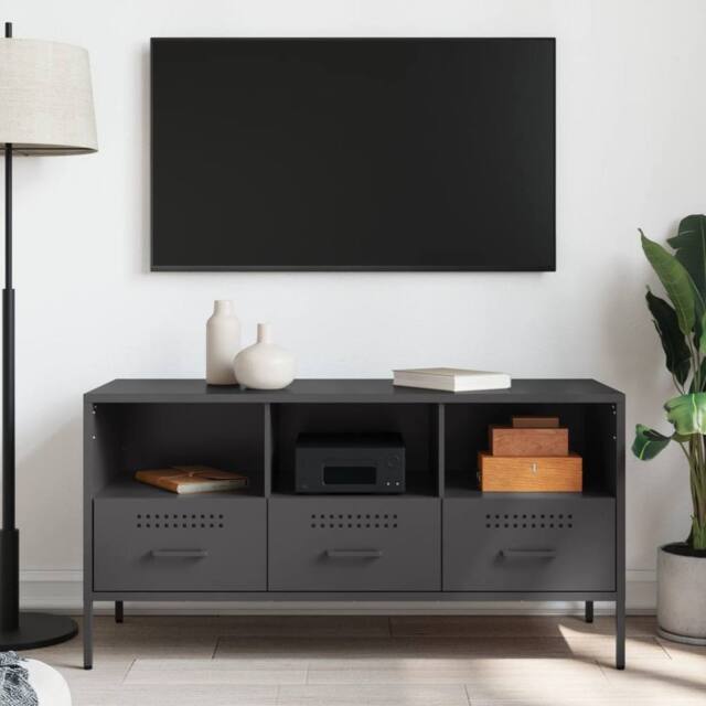 Berkfield Home TV Cabinet Black 100.5x39x50.5 cm Steel - image 1