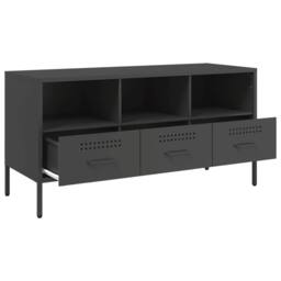 Berkfield Home TV Cabinet Black 100.5x39x50.5 cm Steel - thumbnail 9