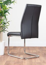 FurnitureboxUK Giovani Round 4 Seat 100cm White High Gloss Unique Halo Base Grey Glass Top Dining Table 4 Soft Faux Leather Lorenzo Chairs in Black - thumbnail 9