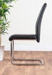 FurnitureboxUK Giovani Round 4 Seat 100cm White High Gloss Unique Halo Base Grey Glass Top Dining Table 4 Soft Faux Leather Lorenzo Chairs in Black - thumbnail 8
