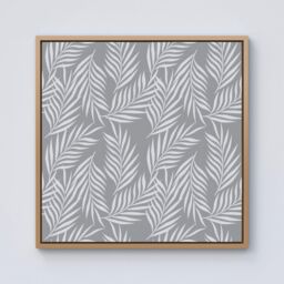 Warren Reed - Designer Palm Tree Leaves Framed Canvas in Light Brown - Size: w40 inch x h40 inch - thumbnail 1