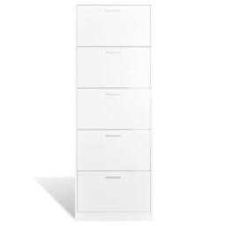 Berkfield Home White Wooden Shoe Cabinet with 5 Compartments - thumbnail 3