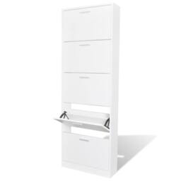 Berkfield Home White Wooden Shoe Cabinet with 5 Compartments - thumbnail 1