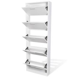Berkfield Home White Wooden Shoe Cabinet with 5 Compartments - thumbnail 4