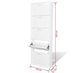 Berkfield Home White Wooden Shoe Cabinet with 5 Compartments - thumbnail 6