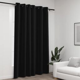 Berkfield Home Linen-Look Blackout Curtains with Gromments Anthracite 290x245cm - Size: 290x245 cm - thumbnail 1