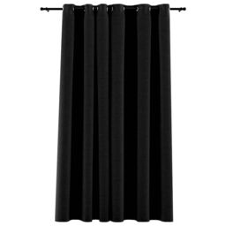 Berkfield Home Linen-Look Blackout Curtains with Gromments Anthracite 290x245cm - Size: 290x245 cm - thumbnail 2