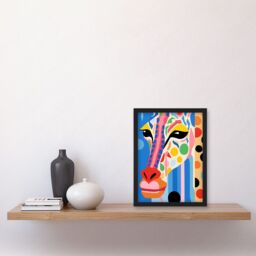 Artery8 Wall Art Print I Woke Up Like This Giraffe Henri Matisse Style Artwork Vibrant Abstract Portrait Artwork Framed A4 in Black - thumbnail 2