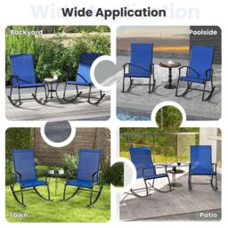 Costway 2 Pieces Outdoor Rocking Chairs Patio Cozy Rockers w/Breathable Backrest in Navy - thumbnail 5