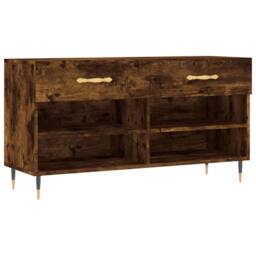 Berkfield Home Shoe Bench Smoked Oak 102x35x55 cm Engineered Wood in Brown - Size: 102 x 35 x 55 cm