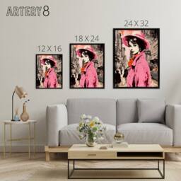 "Artery8 Woman Retro Fashion Vintage Advert Style Framed Canvas Wall Art Print in Pink - Size: W24"" x H32""" - thumbnail 4