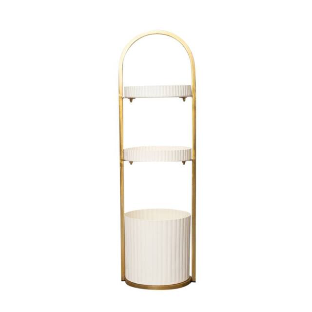 Melody Maison Gold & Pale Cream Metal 3 Tiered Storage Caddy - 25cm X 35.5cm - Size: 25 cm X 35.5 cm