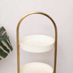 Melody Maison Gold & Pale Cream Metal 3 Tiered Storage Caddy - 25cm X 35.5cm - Size: 25 cm X 35.5 cm - thumbnail 6