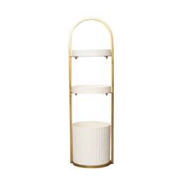 Melody Maison Gold & Pale Cream Metal 3 Tiered Storage Caddy - 25cm X 35.5cm - Size: 25 cm X 35.5 cm - thumbnail 1