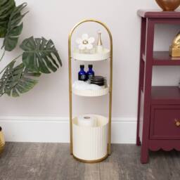 Melody Maison Gold & Pale Cream Metal 3 Tiered Storage Caddy - 25cm X 35.5cm - Size: 25 cm X 35.5 cm - thumbnail 2