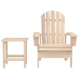 Berkfield Home Elegant Garden Adirondack Chair with Table Solid Fir Wood in Beige - thumbnail 3