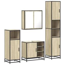 Berkfield Home 4¬†Piece Bathroom Furniture Set¬†Sonoma Oak Engineered Wood in Light Tan