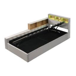 Merax 3ft Single Velvet L-Shaped Daybed with LED, Charging Port & Storage in Grey - thumbnail 7