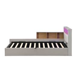 Merax 3ft Single Velvet L-Shaped Daybed with LED, Charging Port & Storage in Grey - thumbnail 9