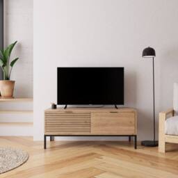 "BIMOSSA Alya TV Unit 120 cm, Modern TV Stand with Storage for TVs up to 48"" in Light Oak"