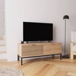 "BIMOSSA Alya TV Unit 120 cm, Modern TV Stand with Storage for TVs up to 48"" in Light Oak" - thumbnail 2