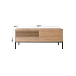 "BIMOSSA Alya TV Unit 120 cm, Modern TV Stand with Storage for TVs up to 48"" in Light Oak" - thumbnail 3