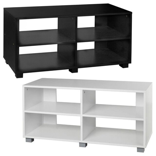 EONLION 4-Section Black Wide TV Stand, Wooden Media Console with Cable Management in White - image 1