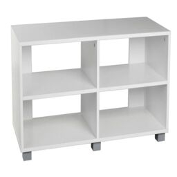 EONLION 4-Section Black Wide TV Stand, Wooden Media Console with Cable Management in White - thumbnail 3