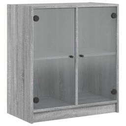 Berkfield Home Side Cabinet with Glass Doors Grey Sonoma 68x37x75.5 cm - thumbnail 2