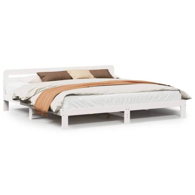 Berkfield Home Bed Frame without Mattress White 180x200 cm Super King Solid Wood Pine - image 1