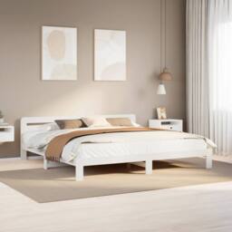 Berkfield Home Bed Frame without Mattress White 180x200 cm Super King Solid Wood Pine - thumbnail 2