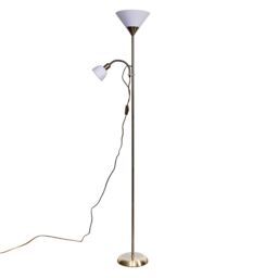 ValueLights Mozz Mother & Child Uplighter Floor Lamp with Side Lamp & LED Bulbs in Metallic Gold - thumbnail 2