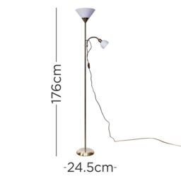 ValueLights Mozz Mother & Child Uplighter Floor Lamp with Side Lamp & LED Bulbs in Metallic Gold - thumbnail 4