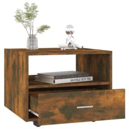 Berkfield Home Coffee Table Smoked Oak 55x55x40 cm Engineered Wood in Brown - Size: 55 x 55 x 40 cm - thumbnail 4
