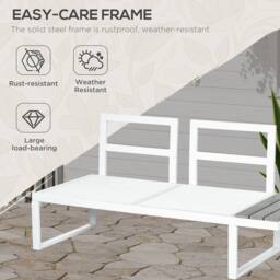 OUTSUNNY 4 PCs Garden Set with 5-Level Recline Corner Conversation Sofa Set in White - thumbnail 4