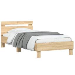 Berkfield Home Bed Frame without Mattress with Headboard Sonoma Oak 100x200 cm in Brown - thumbnail 4
