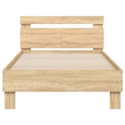 Berkfield Home Bed Frame without Mattress with Headboard Sonoma Oak 100x200 cm in Brown - thumbnail 5